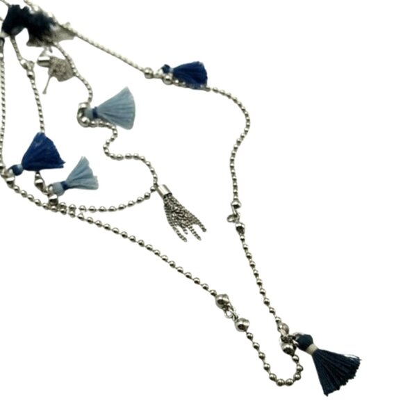 LOFT Long Tassel Necklace Silver Ball Chain 36 inches NWOT - Picture 11 of 16